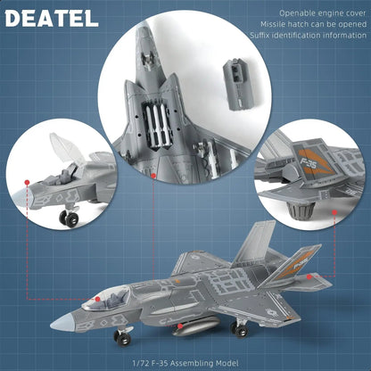 1:72 Scale F-35 Fighter Jet Quick Build Model Kit Plastic Millitary F35 Airplane Toy Assembly Aircraft Model with Stand for Kids