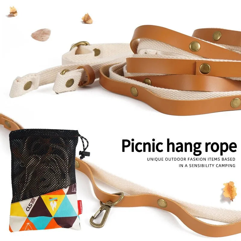 New 3m~ 5m Outdoor sensual PU lanyard camping tools sundries storage rope camping clothesline tent accessories binding chain