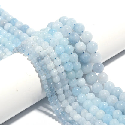 Natural Aquamarines Stone Beads 4 6 8 10mm Light Blue Round Loose Stone Beads For Jewelry Making DIY Bracelets Necklace Supplies