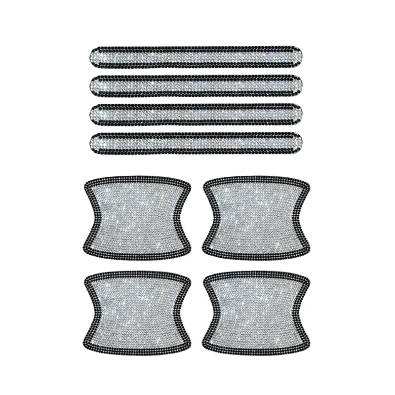 8PCS Universal Car Door Handle Sticker Decal Warning Diamond Auto Strip Driving Safety Bling Car Accessories for Girls Wholesale