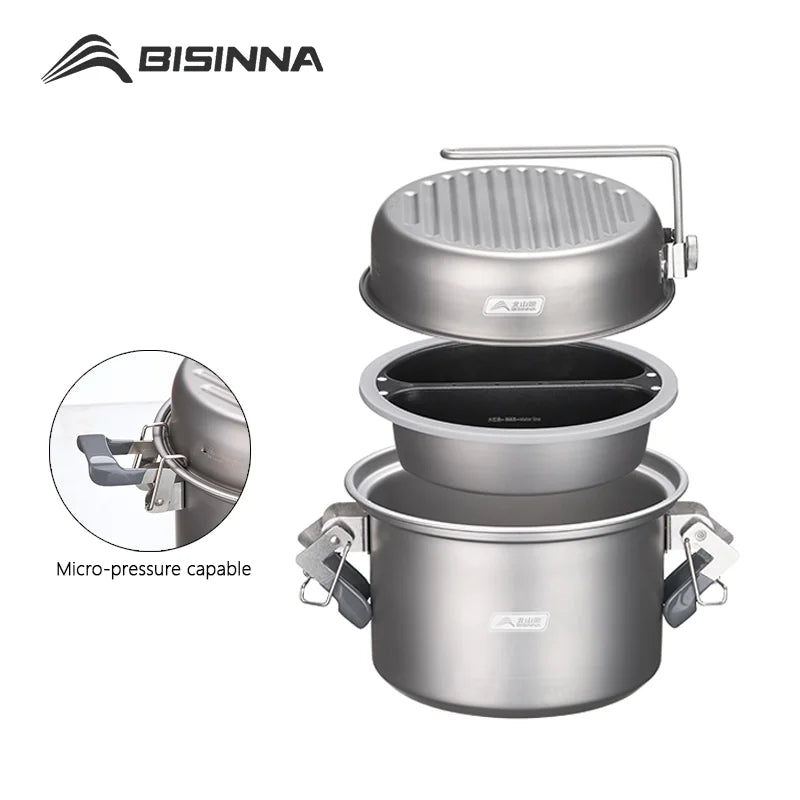 BISINNA Micro Pressure Cooker Portable Multi-functional Outdoor Cooking Set for Camping Backpacking Travel Picnic