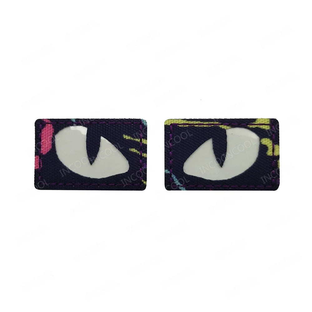 Cat Eyes Glow In Dark Patches Infrared IR Reflective Rubber Appliqued For Hats Helmet Uniform Backpack