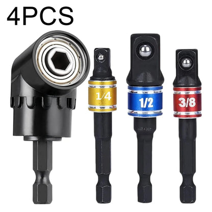 Flexible Drill Bit Extension Set, 105° Right Angle Drill Attachment Hex Adapter Socket Bendable Magnetic Extender Screwdriver
