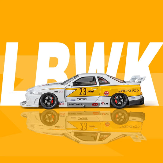 1:24 GTR Modified SKYLINE Supercar Alloy Car Die-cast Metal Vehicle Model Pull Back Toys Boy Gifts Decoration Fast Furious
