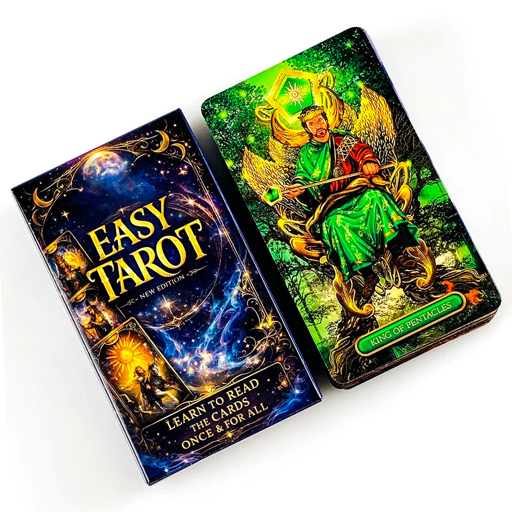New Easy Tarot Deck New Edition Learn To Read Tarot Cosmic Starry Sky Cards Beginner Friendly Witch Divination Board Game Cards