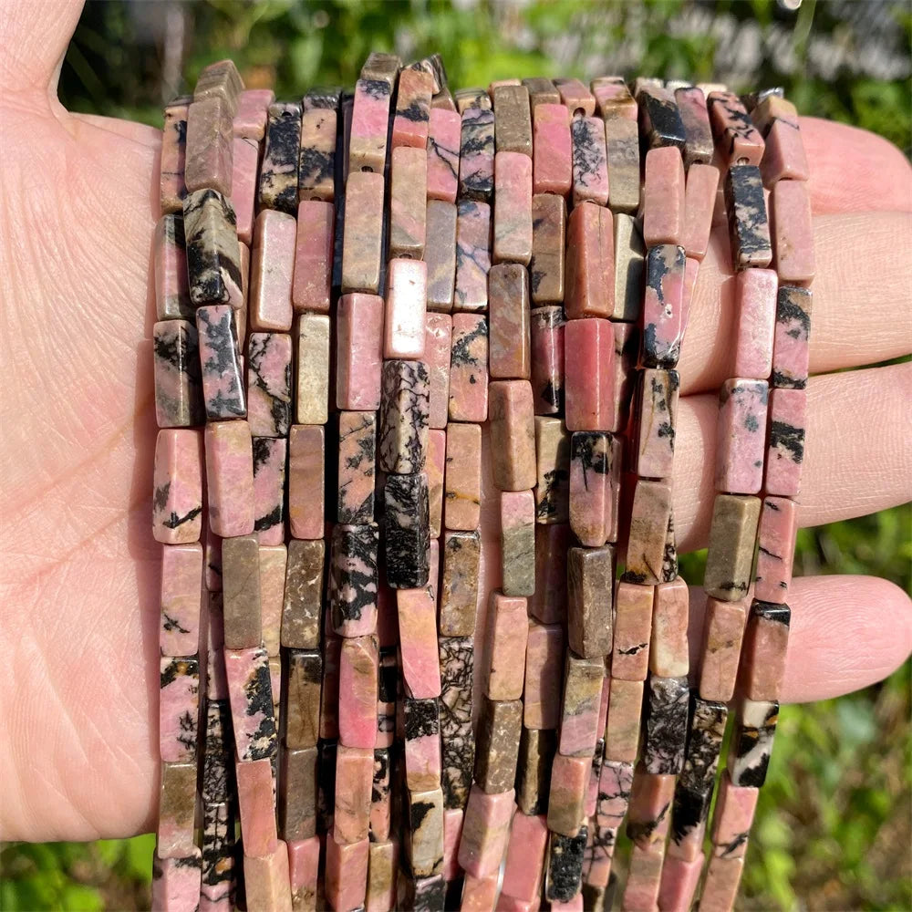 4x13mm Natural Stone Tube Rectangle Sea Sediment Lapis Lazuli Opal Amethysts Quartz Beads for Jewelry Making DIY Bracelet