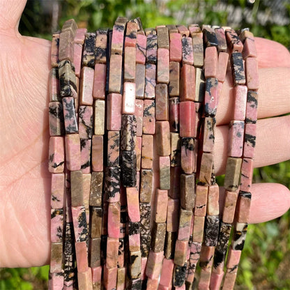 4x13mm Natural Stone Tube Rectangle Sea Sediment Lapis Lazuli Opal Amethysts Quartz Beads for Jewelry Making DIY Bracelet
