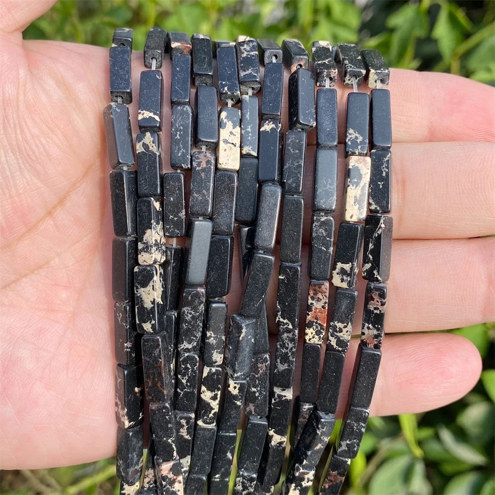 4x13mm Natural Stone Tube Rectangle Sea Sediment Lapis Lazuli Opal Amethysts Quartz Beads for Jewelry Making DIY Bracelet