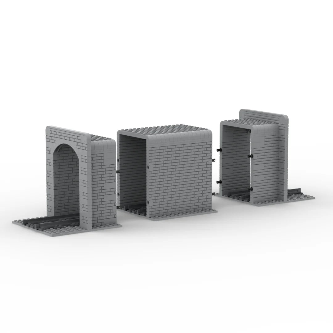 Creative Train Track Tunnel Building Blocks MOC City Tunnel Entrance and Exit Simulation Rockery Cave Scene Toy Gifts