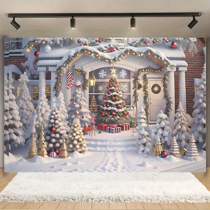 Christmas Glitter Photography Backdrop Street Xmas Gifts Pine Tree Family Portrait Festival Party Studio Photo Background Banner