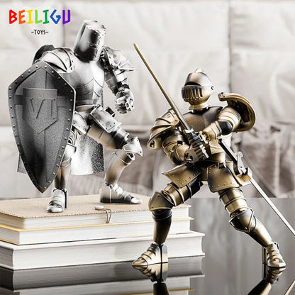 Europe Medieval Knight Multi-Joint Movable Action Figures Warrior Robot Sword Shield Assembly Toy Collection Model Holiday Gift