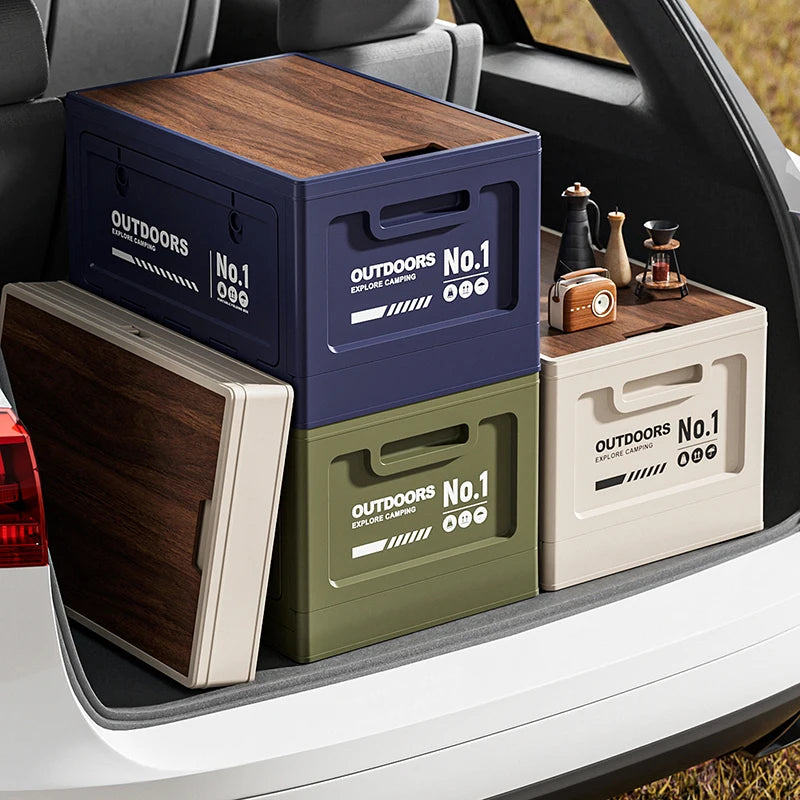 Rechargeable storage box, vehicle storage box, car trunk organizer box, large-capacity outdoor folding storage box