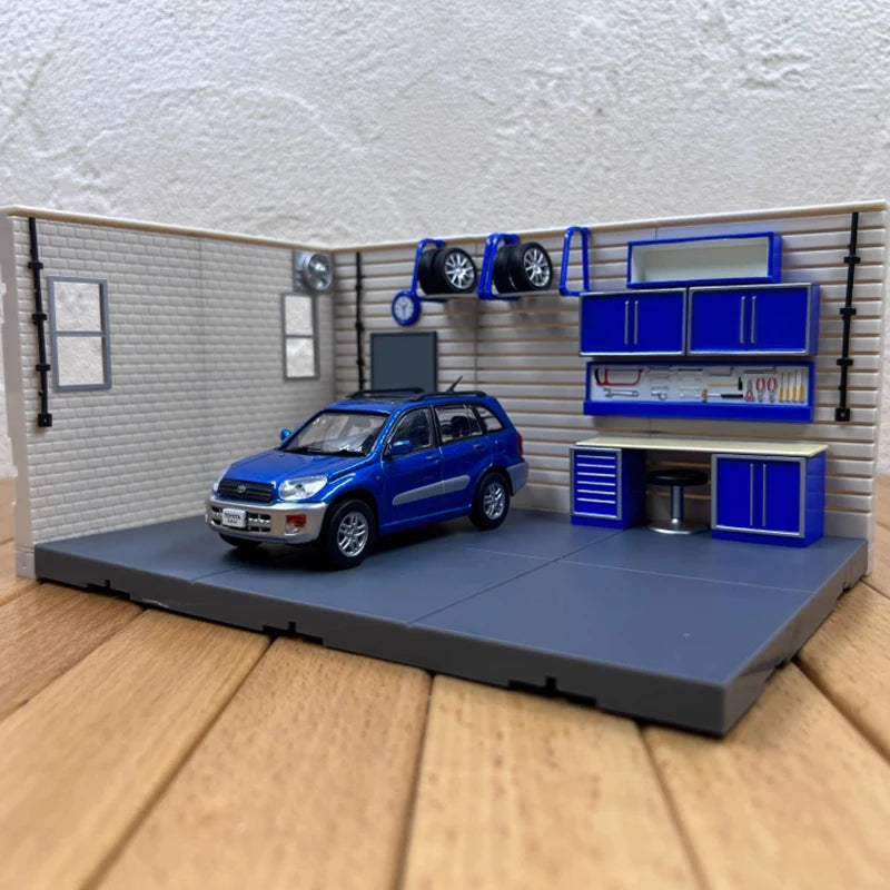 1/43 Scale Car Model Scene Simulation Alloy Auto Repair Workshop Car Parking Lot Static Ornaments Collectible Boys Gift Toys