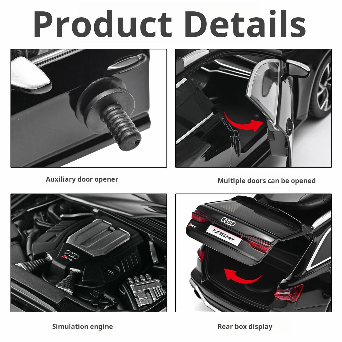 1/24 Audi RS6 Hot Hatch Wagon Performance Shooting Brake Simulation Alloy Car Model Toy Car Boy Collection Ornament Pull Back