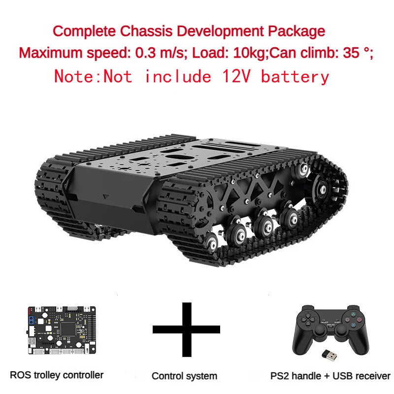 10KG Load Strong Shock Absorption Tank Chassis with Motor Suspension All Metal Tank Robot Kit Coding Motor Intelligent Robot Car