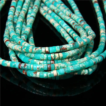 New Fashion Flat Disc Round Stone Bead 4x2MM Quartzs Imperial Agat Jaspers Loose Spacer Heishi Beads Jewelry Diy Accessories