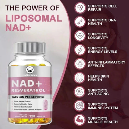 NAD Supplement, 1600mg - Liposomal NAD+Supplements Resveratrol, Nad Plus Promotes Supplements