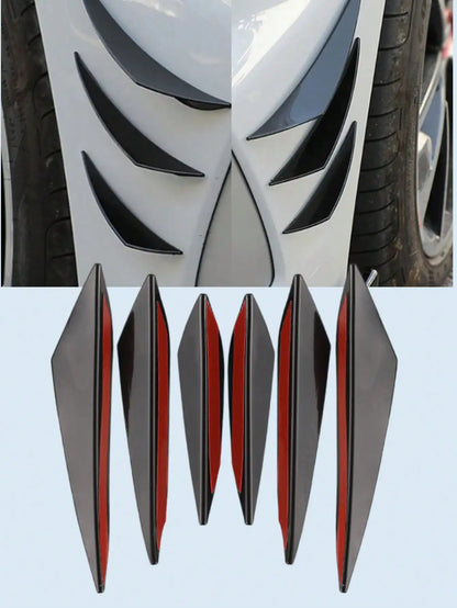 6Pcs Universal Carbon Fiber Car Fan-Style Trim Strips – Scratch-Resistant Rubber Bumper Decoration, Auto Tuning Accessories