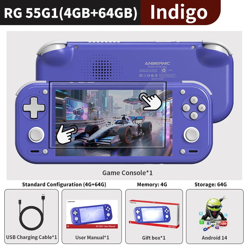 Anbernic RG 55G1 Retro Handheld Game Console 5.5" Incell IPS Multi-touch Screen 6000mAh Android RG55G1 All One Video Game Player