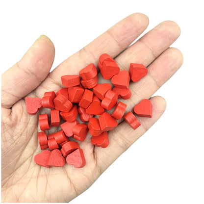 100PCS 10mm Wooden Game Tokens - Heart, Diamond, Cross, Star Shapes for Board Games, Chess, Card Markers & Tabletop Accessories