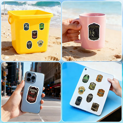 50PCS Cartoon Halloween Label Graffiti Stickers Water Cup Waterproof Decorative Stickers Halloween Bottle Stickers