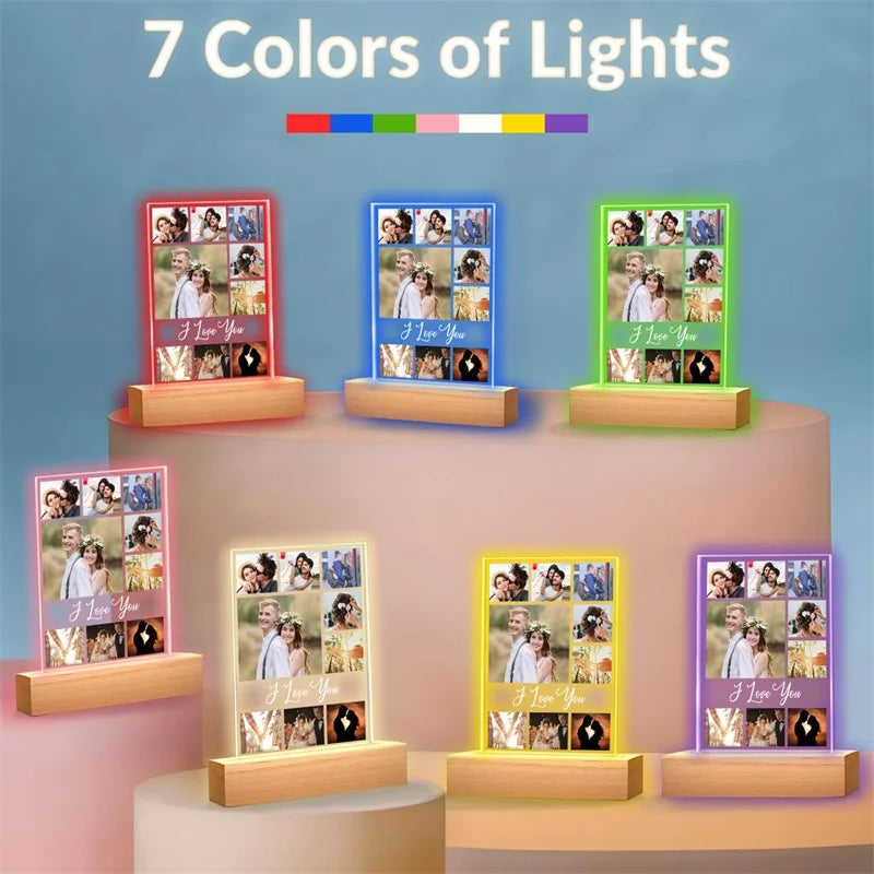 Custom Picture Frame with Photo Personalized Photo Frame with Night Light Customizable Photo Frames Christmas Birthday Gifts