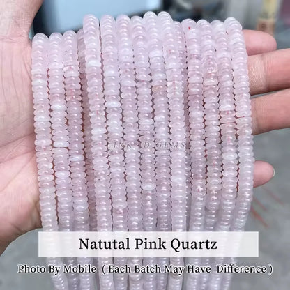 6x2mm Natural Stone Amethyst Pink Quartz Flat Rondelle Bead Smooth Loose Bead for Jewelry Making DIY Bracelet Necklace Accessory