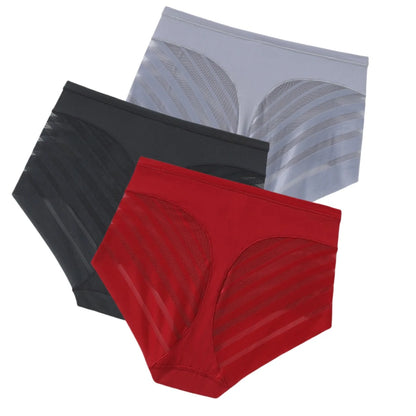 3Pcs/Set Shapewear Women Mid-Rise Shaping Briefs with Mesh Striped Back Plus Size Slimming Underwear Comfort Wear Panties M-3XL