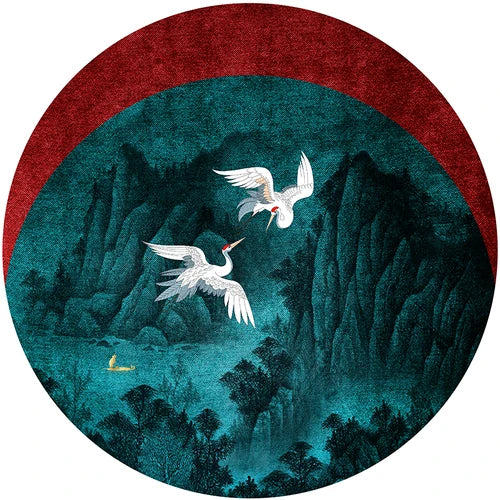 New Chinese Style Round Carpets for Living Room Home Decor Anti-Slip Floor Mat Bedroom Bedside Rug Art Studio Large Area Carpet