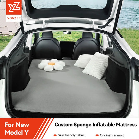 YZ For Tesla Model Y Juniper 2021-2026 Trunk Inflating Sponge Mattress Car Travel Bed Portable Air Mattress with Foam Insert
