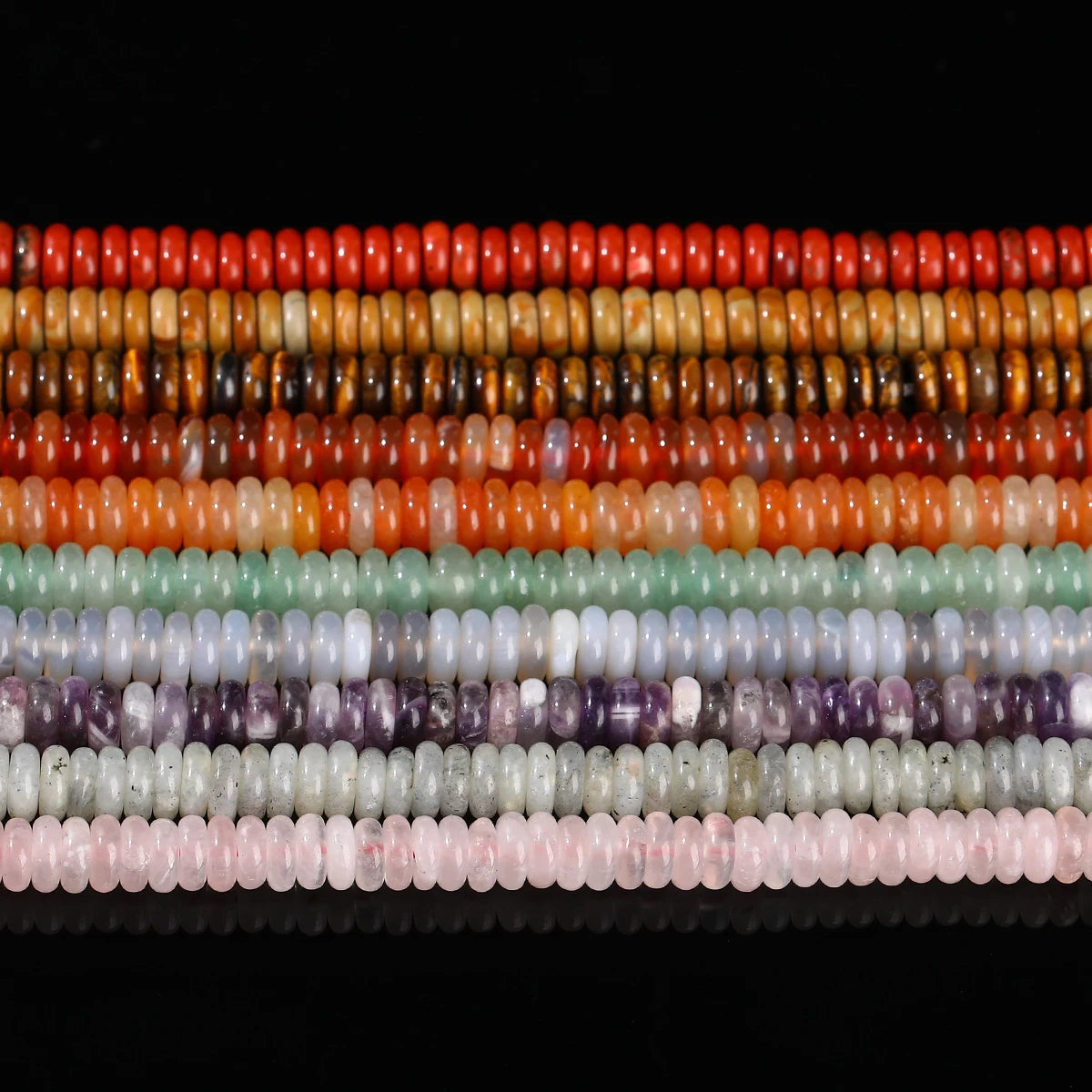 6x2mm Natural Stone Amethyst Pink Quartz Flat Rondelle Bead Smooth Loose Bead for Jewelry Making DIY Bracelet Necklace Accessory