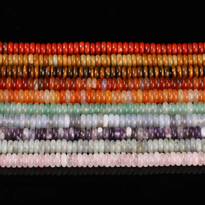 6x2mm Natural Stone Amethyst Pink Quartz Flat Rondelle Bead Smooth Loose Bead for Jewelry Making DIY Bracelet Necklace Accessory