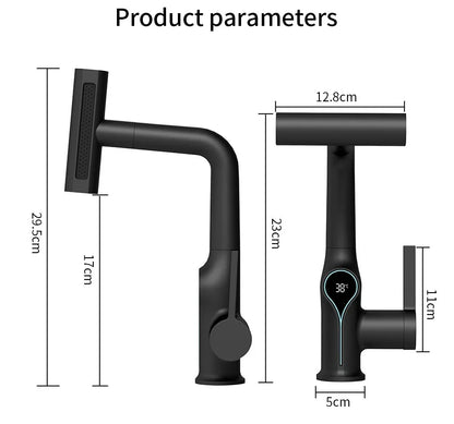 Multi Functional Waterfall Basin Faucet 4 Mode Mixer Tap Pull Out Nozzle Bathroom & kitchen Faucet Smart LED Display Sink Faucet