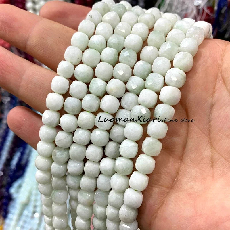 Natural Stone 7-8MM Faceted Square Lapis Lazuli Loose Cube Spacer Beads for Jewelry Making Diy Earrings Bracelets Accessories