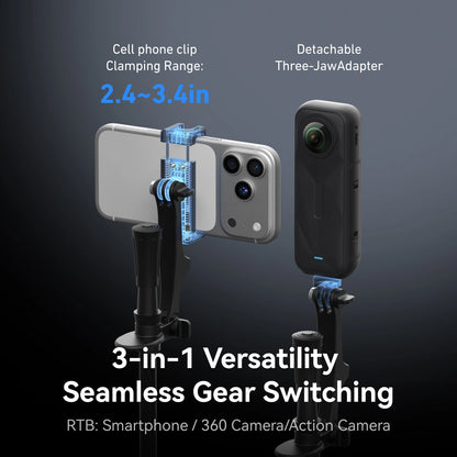 TELESIN Trekshot Hiking Pole Selfie Stick Carbon Fiber Remote Control Selfie Stick Tripod Stand for Smart Phone Action Camera