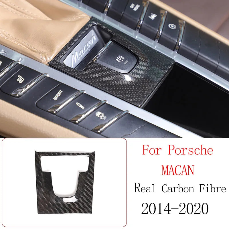 Real Carbon Fiber For Porsche Macan 2014-2020 Inner Door Central Control Gear Panel Cover Door Sill Trim Stickers Accessories
