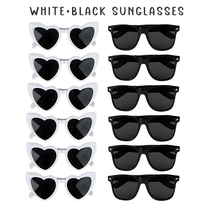 12-100Pcs Wedding Sunglasses for Guests Heart Shaped Sunglasses Bachelorette Party Glasses Bridal Shower Party Favors Photo Prop