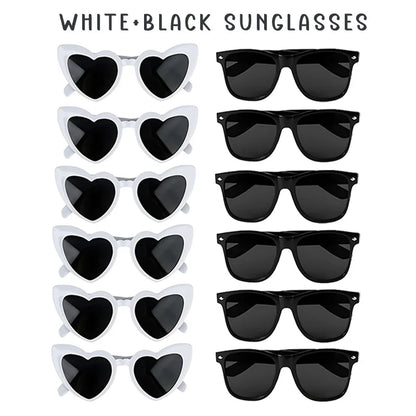 12-100Pcs Wedding Sunglasses for Guests Heart Shaped Sunglasses Bachelorette Party Glasses Bridal Shower Party Favors Photo Prop