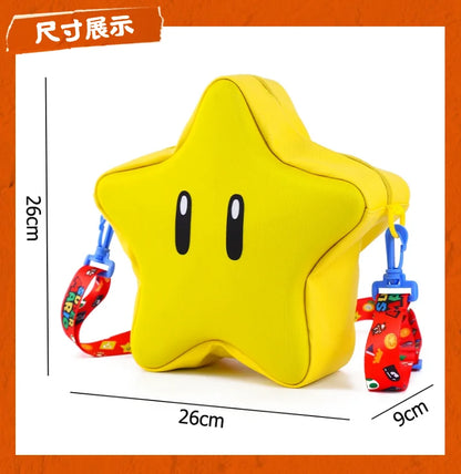 New Super Mario Yellow Big Eye Star Backpack Girl Fashion Bag Student Crossbody Bag Anime Peripheral Backpack Kid Christmas Gift