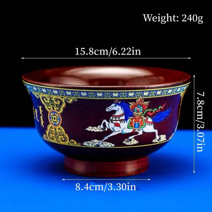 Tibetan-Style Solid Wood Dark-Colored Tsampa Bowl,Auspicious Wooden Butter Tea Bowls,Handicraft Holy Water Bowl Buddhist Item