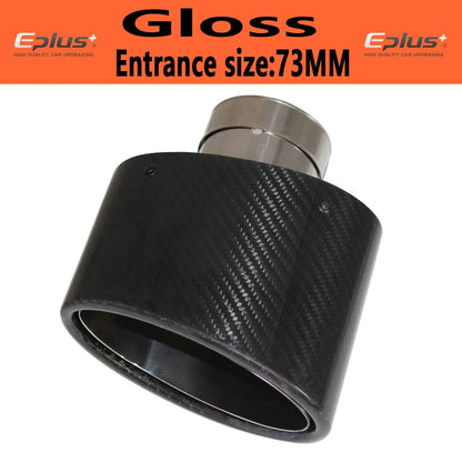 Oval Gloss Carbon Fiber Universal Car Mufflers Tip Exhaust Pipe Nozzle Decoration stainless steel Black silvery Tilting Left Rig