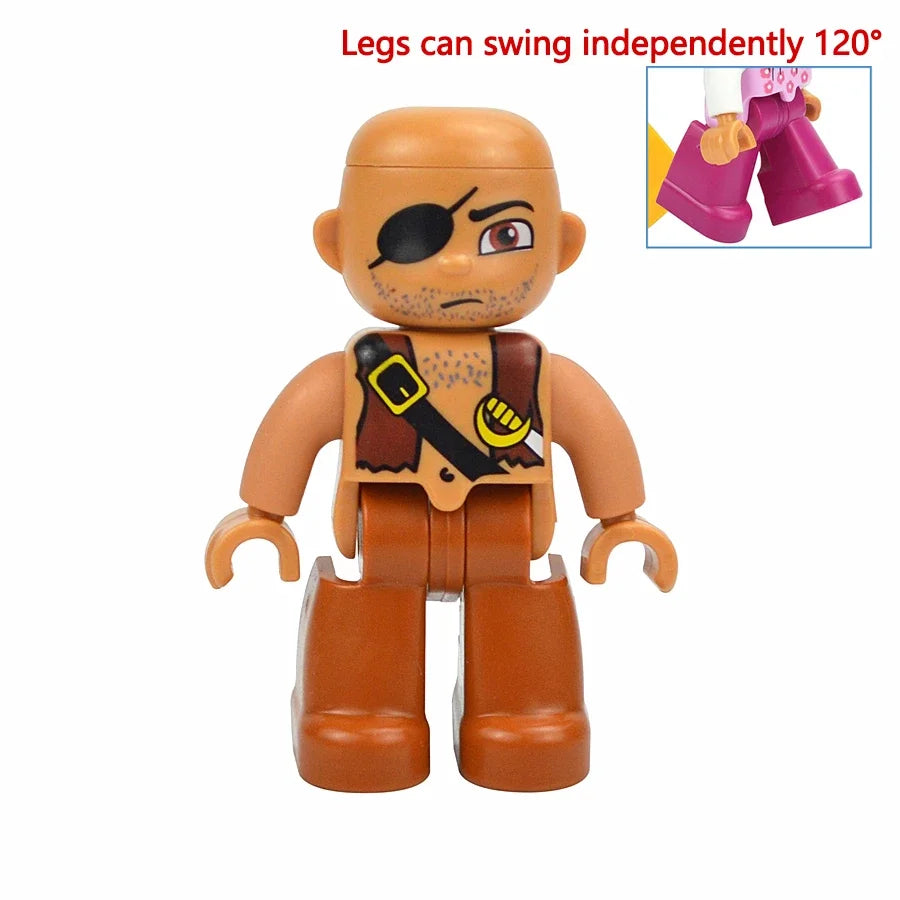 Figures Dolls Big Size Building Blocks Family Action Workers Doctor Police Farmer Compatible Large Bricks Duploes Kid Toys