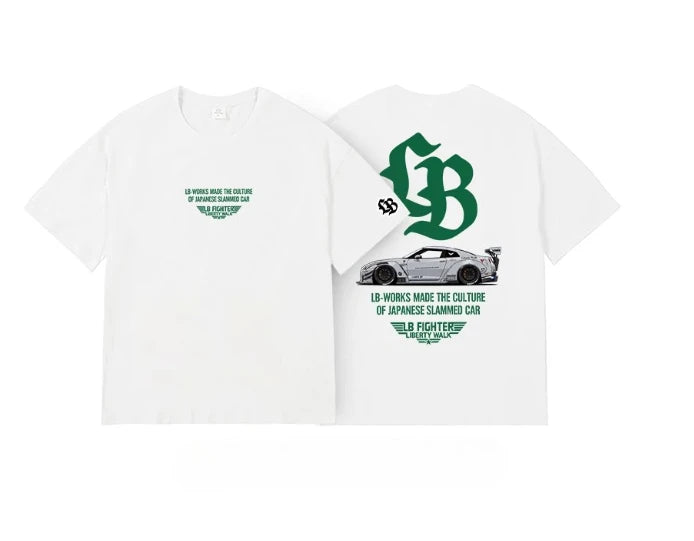 LBWK Tokyo JDM Modified Car Culture Men and Women Couple American Retro Street Short-Sleeved T-Shirt