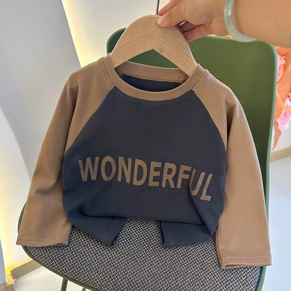 New Autumn Girls and Boys Long Sleeve T-shirt Base Shirt Letter Korean Style Children Clothing
