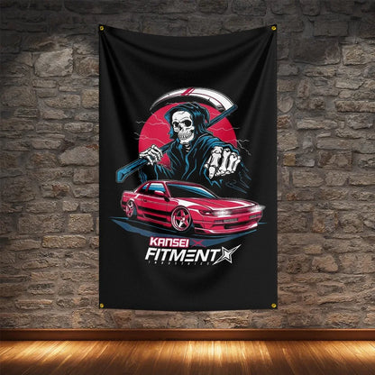 JDM Racing Modified Car Culture Flag Polyester Digital Printing Cars Banner For Decoration