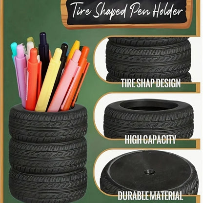 1pcs Creative Tyre Shape Pen Holder - Unique Desktop Utensils Storage Box,Tyre Design,Make Your Desktop More Neat and Beautiful!
