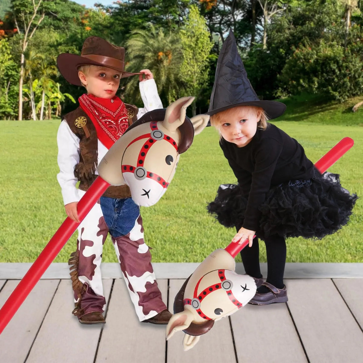 2Pcs Inflatable Horsehead Stick Balloon Cowboy Cowgirl Farm Animal Theme Kids Birthday Party Decoration Fun Creative Play Toy