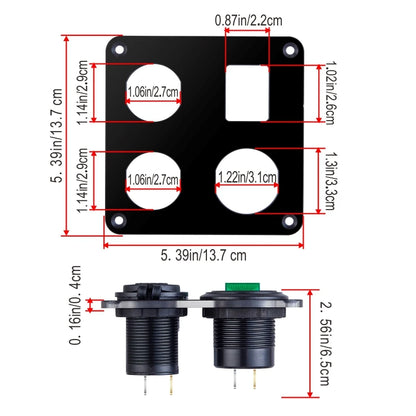 Usb car charger panel 12V Cigarette Lighter Socket 3 in 1 Car USB Outlet Panel for RV Marine Boat Power Socket Charger Socket
