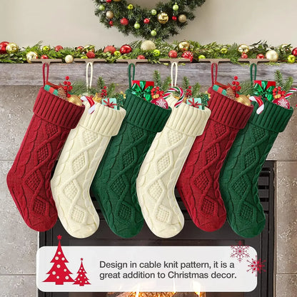 Large Christmas Stockings Knitting Xmas Socks Family Party Christmas Decorations Kids New Year Gift Bag Knit Santa Claus Socks