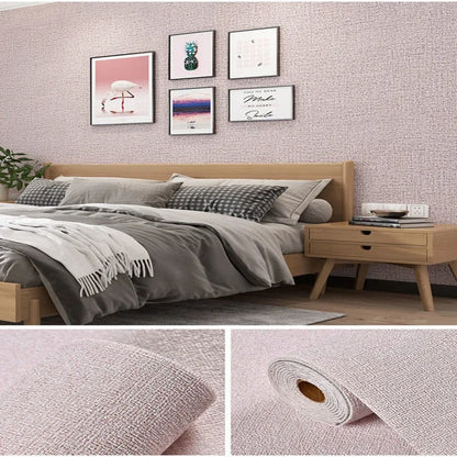 Linen 3D Foam Self-adhesive PVC Solid Color Thickened Waterproof Background Wall Renovation Wallpaper Wall Stickers Home Decor